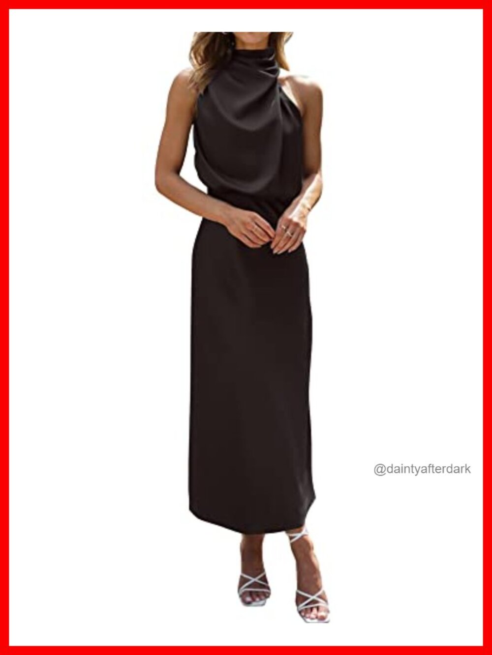 Satin Mock Neck Sleeveless Maxi Dress Formal Wedding Guest Cocktail